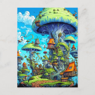 Kleurrijke Wild Psychedelic Mushrooms Woning Briefkaart