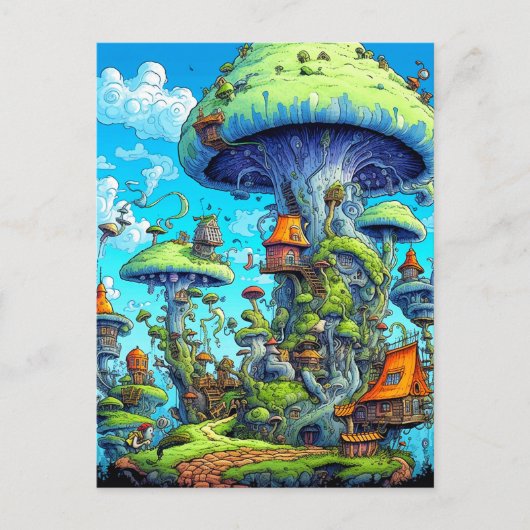 Kleurrijke Wild Psychedelic Mushrooms Woning Briefkaart (Voorkant)