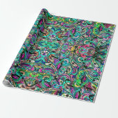 Kleurrijke Wild Psychedelic Swirls Patroon Cadeaupapier (Uitgerold)