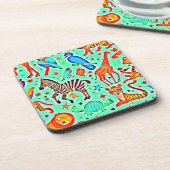 Kleurrijke Wild Wonder Animal Kingdom Bier Onderzetter (Linkerzijde)