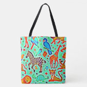 Kleurrijke Wild Wonder Animal Kingdom Tote Bag (Voorkant)