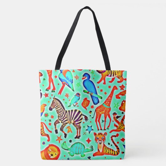 Kleurrijke Wild Wonder Animal Kingdom Tote Bag (Voorkant)