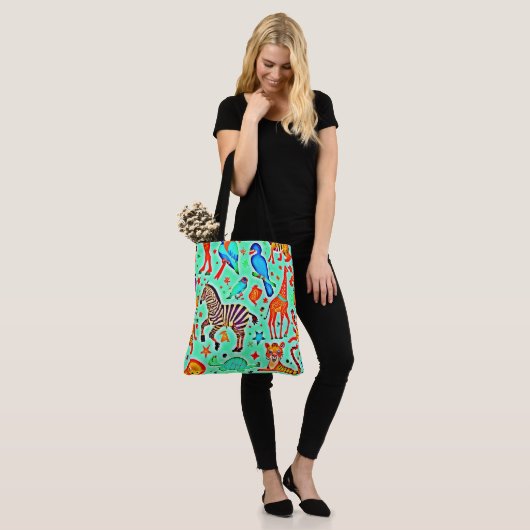 Kleurrijke Wild Wonder Animal Kingdom Tote Bag (Op model)