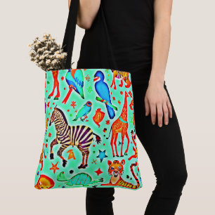 Kleurrijke Wild Wonder Animal Kingdom Tote Bag