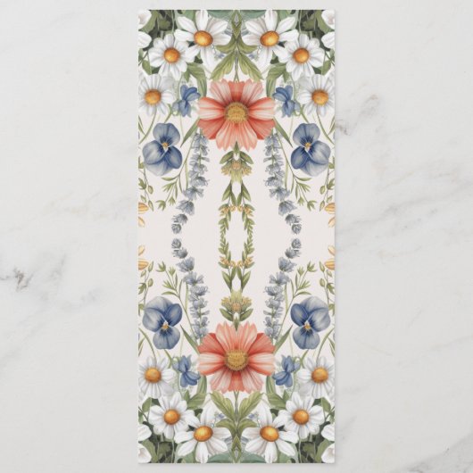 Kleurrijke Wildbloemen Bruiloft Menu (Achterkant)