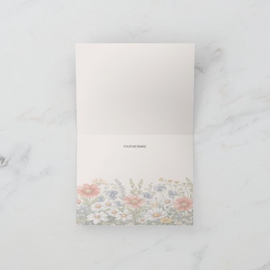 Kleurrijke Wildbloemen Dank u kaart (Binnen)