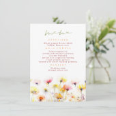 Kleurrijke Wildbloemen Elegant Wedding Menu (Staand voorkant)