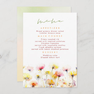Kleurrijke Wildbloemen Elegant Wedding Menu