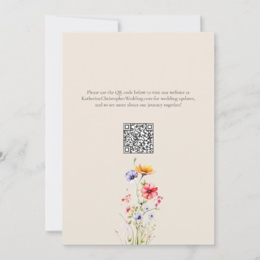 Kleurrijke Wildbloemen Elegante Beige Bruiloft Save The Date (Achterkant)