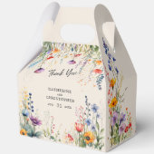 Kleurrijke Wildbloemen Elegante Beige Grote Bruilo Bedankdoosjes (Achterkant)