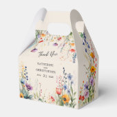Kleurrijke Wildbloemen Elegante Beige Kleine Bruil Bedankdoosjes (Voorkant Zijde)
