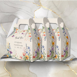 Kleurrijke Wildbloemen Elegante Beige Kleine Bruil Bedankdoosjes