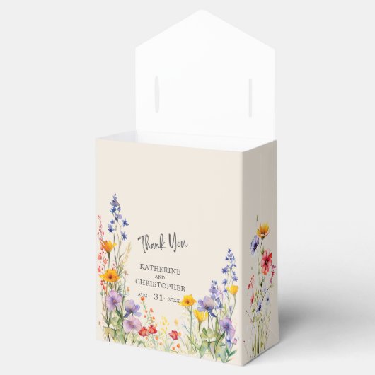Kleurrijke Wildbloemen Elegante bruiloft dank u Bedankdoosjes (Geopend)