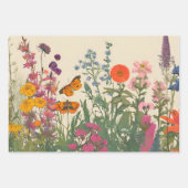 Kleurrijke Wildbloemen en Vlinders Inpakpapier Vel (Voorkant)