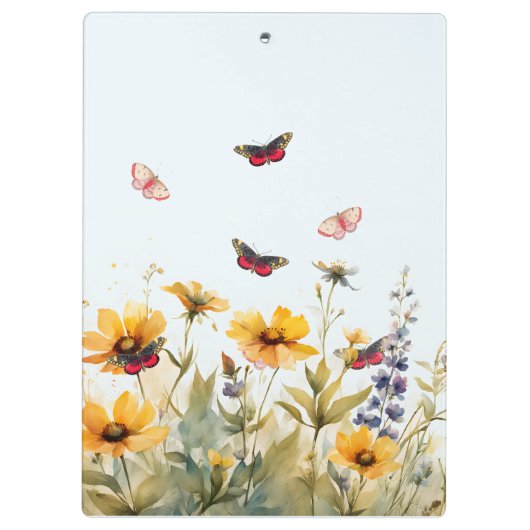 Kleurrijke Wildbloemen en Vlinders Klembord (Achterkant)