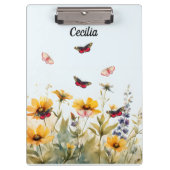 Kleurrijke Wildbloemen en Vlinders Klembord (Voorkant)