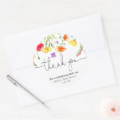 Kleurrijke wildbloemen lente dank je stickers (Envelop)