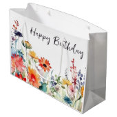 Kleurrijke Wildbloemen Levendige bloemen Verjaarda Groot Cadeauzakje (Achterkant Gekanteld)