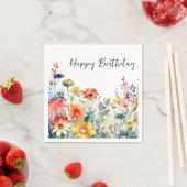 Kleurrijke Wildbloemen Levendige bloemen Verjaarda Servet (Insitu)