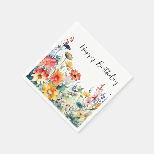 Kleurrijke Wildbloemen Levendige bloemen Verjaarda Servet (Hoek)