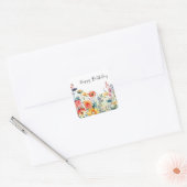 Kleurrijke Wildbloemen Levendige bloemen Verjaarda Vierkante Sticker (Envelop)