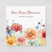 Kleurrijke Wildbloemen Levendige bloementuin Bloem Vierkante Visitekaartje (Voorkant)