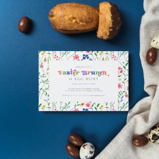 Kleurrijke Wildbloemen Paasbrunch & Eierjacht Kaart