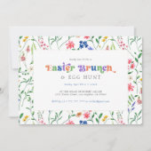 Kleurrijke Wildbloemen Paasbrunch & Eierjacht Kaart (Voorkant)