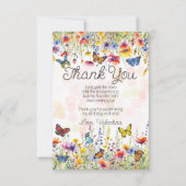 Kleurrijke Wildbloemen & Vlinders Verjaardagsfeest Bedankkaart (Voorkant)