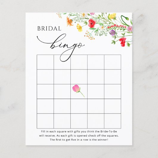 Kleurrijke wildbloemen vrijgezellenfeest bingo gam (Voorkant)