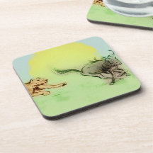 Kleurrijke wilddierenkast, 6 plastic Onderzetters 