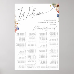 Kleurrijke wilde bloem   Alfabetische zitplaats Poster