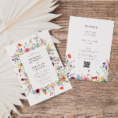 Kleurrijke wilde bloem alles in één bruiloft kaart