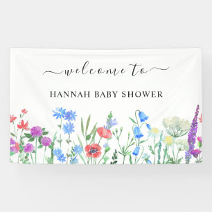 Kleurrijke Wilde Bloem Baby Shower Feest Spandoek
