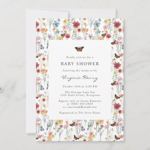 Kleurrijke Wilde Bloem Baby Shower Uitnodiging