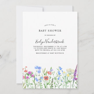 Kleurrijke wilde bloem baby shower viering kaart