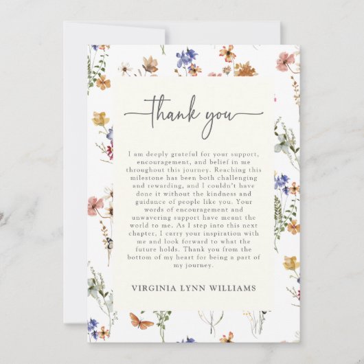 Kleurrijke wilde bloem bedankkaart (Voorkant)