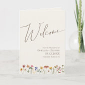 Kleurrijke wilde bloem | Beige Folded Wedding Prog Programma (Voorkant)