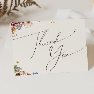 Kleurrijke wilde bloem Beige Garden Folded Bedankkaart