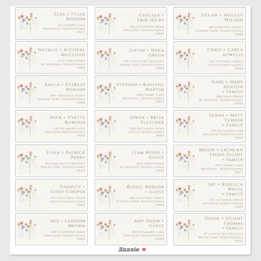 kleurrijke wilde bloem | Beige Guest Adresetikette Sticker (Vel)