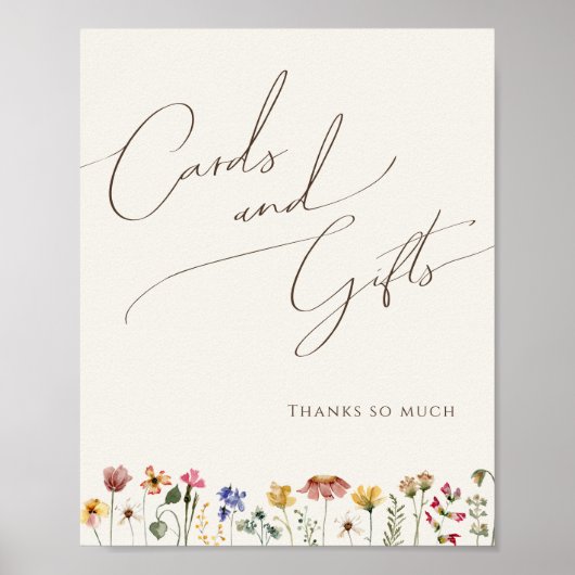 Kleurrijke wilde bloem | Beige Kaarten en cadeaubo Poster (Voorkant)