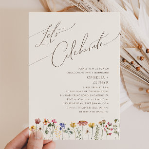 Kleurrijke wilde bloem   Beige Let's Celebrate Kaart