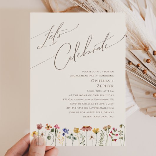 Kleurrijke wilde bloem | Beige Let's Celebrate Kaart