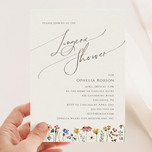 Kleurrijke wilde bloem | Beige Lingerie Shower Kaart