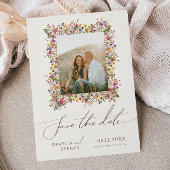 Kleurrijke wilde bloem | Beige Meadow Photo Lijst Save The Date