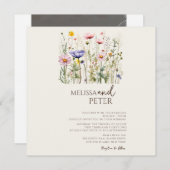 Kleurrijke Wilde Bloem Beige Monogram Foto Bruilof Save The Date (Voorkant / Achterkant)