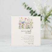 Kleurrijke Wilde Bloem Beige Monogram Foto Bruilof Save The Date (Staand voorkant)
