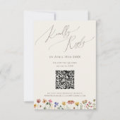 Kleurrijke wilde bloem | Beige QR-code RSVP Kaartje (Voorkant)
