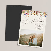Kleurrijke wilde bloem | Beige Save the Date Magnetische Uitnodiging