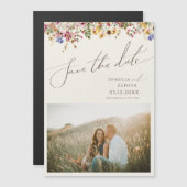 Kleurrijke wilde bloem | Beige Save the Date Magnetische Uitnodiging (Voorkant / Achterkant)